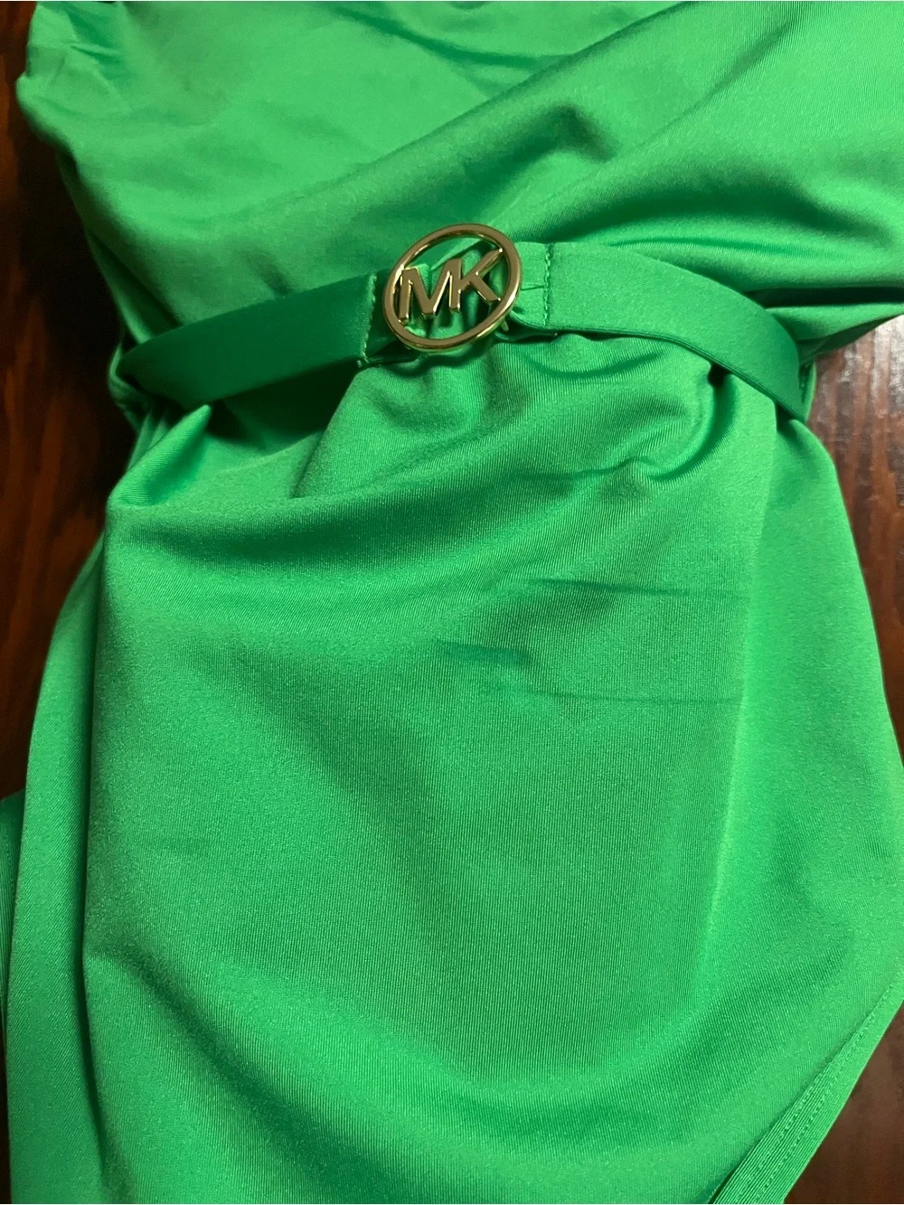 Michael Kors Womens Green One-Piece Swimsuit with Logo Belt
